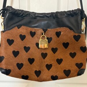 Burberry Prorsum Leopard heart hair leather cross body bag padlock little crush